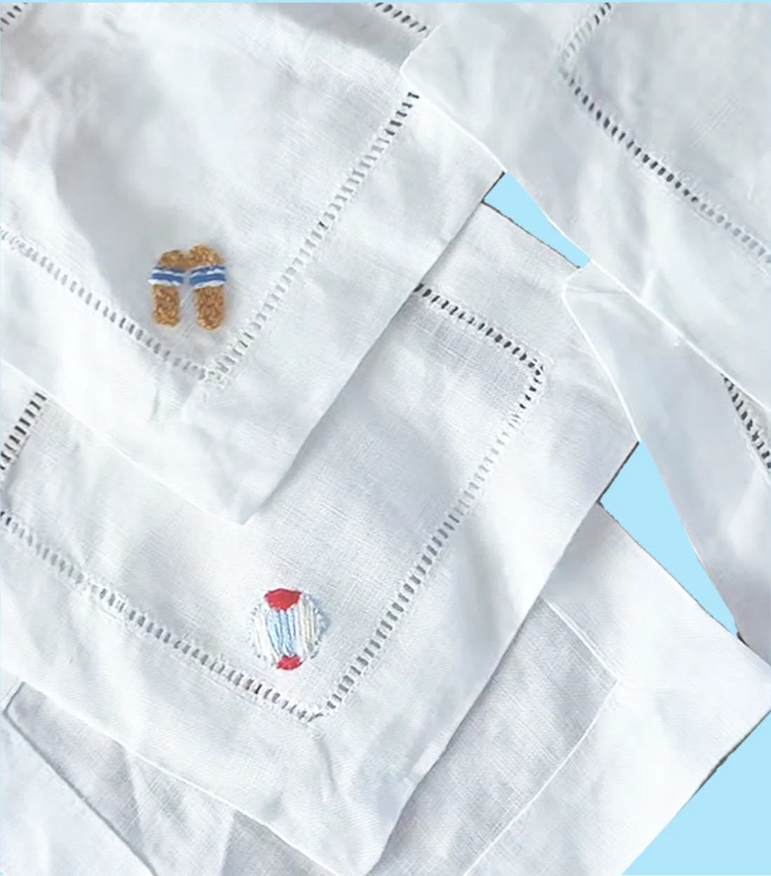 Embroidered linen cocktail napkins